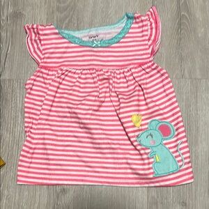 4 for $20 Carter's Pink Striped Mouse Kids Top